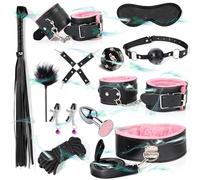 WreGmgg 12 Morceaux Cuir Lisse IntéRieur 4 Couleurs DifféRentes Set De Remise en Forme, avec Masque pour Les Yeux Et Menottes - D-1