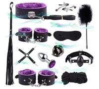 WreGmgg 12 Morceaux Cuir Lisse IntéRieur 4 Couleurs DifféRentes Set De Remise en Forme, avec Masque pour Les Yeux Et Menottes - D-1