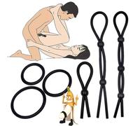 WreGmgg Anneau de Corde + 3 Bracelet, Haute élasticité Silicone Double Anneau Happy Zip Accessoires (Noir) Yoga - H Yoga Fitness Ball