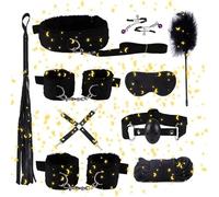 WreGmgg BDSM Accessoires Multifonctionnel Noir Nylon IntéRieur Sports Set 10 PièCes, éQuipé De Bracelet RéGlable, Couple Cadeau-D19