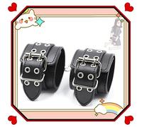 WreGmgg Bracelet avec Boutons Noirs, Collier en Cuir Noir avec Bracelets Accessoires - H