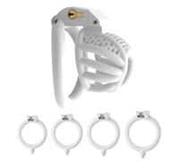 WreGmgg Cage Protectrice en RéSine Blanche pour Les Hommes, Cage Respirante d'exercice SpéCial avec 4 Anneaux D-1 (S)