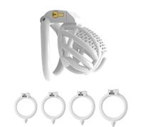 WreGmgg Cage Protectrice en RéSine Blanche pour Les Hommes, Cage Respirante d'exercice SpéCial avec 4 Anneaux D-1 (M)