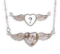 WreGmgg Collier Personnalisé Ailes D'ange Déployées Avec Image Unique Au Centre Cadeau Original Pour Hommes Et Femmes (4)