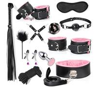 WreGmgg Ensemble De 12 PièCes De 4 Ensembles D'EntraîNement De Chambre à Coucher en Cuir De Couleur DifféRente, Ensemble De Remise en Forme IntéRieure, avec Menottes Et Menottes à Cheville - D11