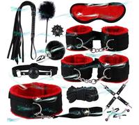 WreGmgg Ensemble De Sport en Cuir RéGlable De 12 PièCes avec 4 Combinaisons De Couleurs DifféRentes, Y Compris Masque pour Les Yeux Et Menottes - D6