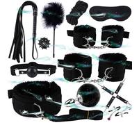 WreGmgg Ensemble De Sport en Cuir RéGlable De 12 PièCes avec 4 Combinaisons De Couleurs DifféRentes, Y Compris Masque pour Les Yeux Et Menottes - D6