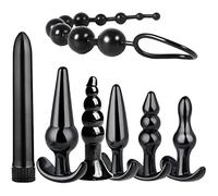 WreGmgg Ensemble Multifonctionnel Noir De 7 Plugs pour Hommes Et Femmes, Accessoires Interactifs pour Couples, éTanches Et Faciles à Nettoyer - Q