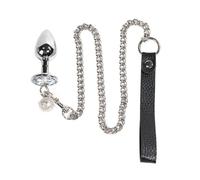 WreGmgg- : Laisse en Métal + Jouet en Pierres Précieuses Blanches pour Une Expérience De Dressage Unique-O71