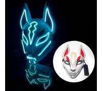 WreGmgg LED Masque De Renard À Led Costume Halloween,18 Couleurs,Deguisement Lumineux Halloween Homme Femme Adulte Horreur Scream Ghostface Cosplay ((Bleu glacier))