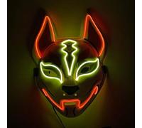 WreGmgg LED Masque De Renard À Led Costume Halloween,18 Couleurs,Deguisement Lumineux Halloween Homme Femme Adulte Horreur Scream Ghostface Cosplay ((Rouge + Jaune))