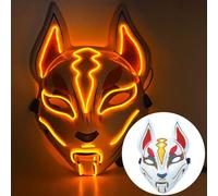 WreGmgg LED Masque De Renard À Led Costume Halloween,18 Couleurs,Deguisement Lumineux Halloween Homme Femme Adulte Horreur Scream Ghostface Cosplay ((Orange))