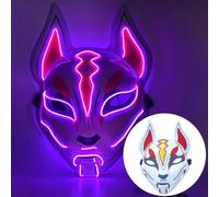 WreGmgg LED Masque De Renard À Led Costume Halloween,18 Couleurs,Deguisement Lumineux Halloween Homme Femme Adulte Horreur Scream Ghostface Cosplay ((violet))
