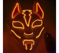 WreGmgg LED Masque De Renard À Led Costume Halloween Deguisement Lumineux Halloween Homme Femme Adulte Horreur Scream Ghostface, Cosplay Fête Carnaval Cadeaux Noir
