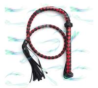 WreGmgg Noir Et Rouge 30cm Formation Fouet en Cuir Artificiel, Imitation Cuir Paddle Court Fouet à Cheval avec PoignéE Confortable - D29