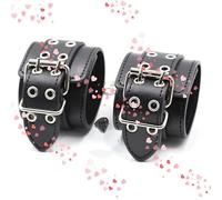 WreGmgg Nouvelles Menottes en Cuir Bouton RéGlable Noir avec Diverses Fonctions, Cadeau Couple - D9