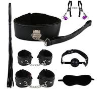 WreGmgg Set de Sept pièces en Cuir Noir, Gants Fixes Confortables pour l'entraînement de la Caviglia, Cadeau pour Couple - H3