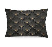 Wreioau Housse de coussin rectangulaire décorative de style art déco, dorée, noire, élégante, chic, vintage, rétro, rectangulaire, décoration d'intérieur, pour salon, canapé, voiture, 30,5 x 50,8 cm