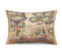Wreioau Housse de coussin rectangulaire en tapisserie pastorale française antique - Décoration d'intérieur pour salon, canapé, voiture - 30,5 x 50,8 cm