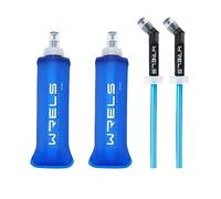 WRELS Gourde Souple Running Pliable, Pack de 2 250ml Flasque Running avec de la paille-Idéal pour Course à Pied, Trail, Randonnée-Sans BPA(Bleu Foncé)