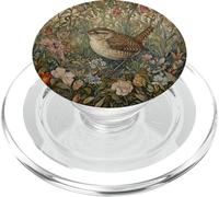 Wren Cottagecore Oiseau de Jardin Motif Floral PopSockets PopGrip pour MagSafe
