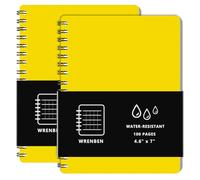 WRENBEN Lot de 2 carnets à spirales imperméables (12,2 x 17,8 cm, jaune)