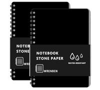 WRENBEN Lot de 2 carnets à spirales imperméables avec papier de pierre et couverture en PVC, motif graphique 100 pages, 11,9 x 17,8 cm, bloc-notes toutes saisons, pour camping en plein air (11,9 x