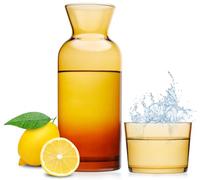 Wrenbury Carafe à eau de chevet et verre ambré - Décanteur de table de chambre à coucher - Tasse de bain de bouche pour salle de bain - Expérience d'hydratation tout-en-un - 700 ml