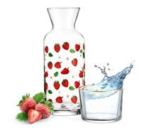 Wrenbury Carafe à eau et verre de chevet en forme de fraise - Pichet à eau mignon de 652 g avec tasse - Charmante carafe et tasse - Cadeaux fraises