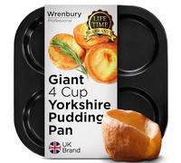 Wrenbury Plateau de cuisson extra large pour Yorkshire Pudding - 4 trous - 10 cm - Antiadhésif - Pour Yorkshire