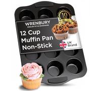 Wrenbury Lot de 12 moules à muffins profonds en acier inoxydable - Antiadhésif - Pour cupcakes et yorkshire pudding - Passe au lave-vaisselle - Sans PFAS