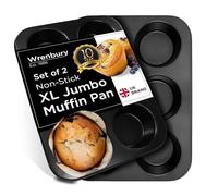 Wrenbury Lot de 2 moules à muffins géants - Anti-adhésifs - Sans PTFE - Passe au four à 230 °C