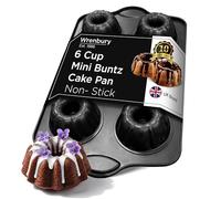 Wrenbury Mini moule à gâteau cannelé 6 tasses profond anti-adhésif - Moule à gâteau en acier au carbone pour des petits pains cannelés individuels parfaitement formés - Moule à tube sans PFOA - 9,5 cm