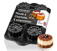 Wrenbury Moule à Mini-Charlottes, Moule à Gâteau Cannelé 6 Cavités - Antiadhésif - Petits gâteaux pour Desserts avec Livre de Recettes - 8.9 cm, Non Toxique