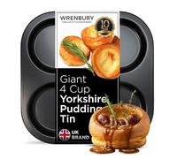 Wrenbury Moule à pudding Yorkshire 4 tasses - Antiadhésif, taille géante de 10 cm, en acier au carbone lourd, passe au four