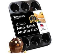 Wrenbury Plaque à cupcakes anti-adhésive pour la cuisson 12 tasses - Plaque profonde pour muffins et Yorkshire pudding - Cuisson uniforme, nettoyage facile, sans danger pour les aliments - Tasse de
