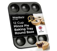 Wrenbury Plaque de cuisson 12 tasses peu profondes - Moules à tarte à confiture - Acier au carbone anti-adhésif de qualité commerciale - Qualité alimentaire facile à nettoyer - Moule à tarte à pain