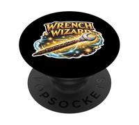 Wrench Wizard Funny Mechanic Citation Dire Phrase Mécanique PopSockets PopGrip Adhésif
