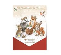 Wrendale AXNCP024 Lot de 8 cartes de Noël pliantes avec enveloppe, Eat, Drink and be Merry, 15 x 10,5 cm