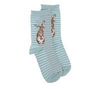 Wrendale - Chaussettes Designs à motif (bleu et blanc motif lièvre et abeille- « Hare & Bee »)