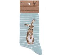 Wrendale - Chaussettes Designs à motif (bleu et blanc motif lièvre et abeille- « Hare & Bee »)