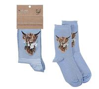 Wrendale - Chaussettes Designs à motif (bleu motif vache « Cow Daisy Coo »)