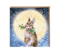 Wrendale Designs by Hannah Dale - By The Light Of The Moon - Carte de Noël dorée - Simple