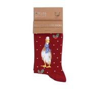 Wrendale Designs Chaussettes de Noël, Canard - Rouge, Taille unique