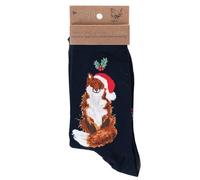 Wrendale Designs Chaussettes de Noël Motif renard festif, bleu, taille unique