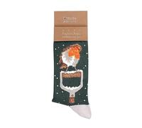 Wrendale Designs Chaussettes de Noël pour homme - Robin, vert, M
