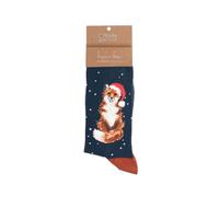 Wrendale Designs Chaussettes de Noël - XSOCKM005 - Homme - Festive Fox - Bleu - 1 paire - Pointure 41-46, bleu, 41-46