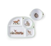 Wrendale Designs Ensemble de 2 pièces Assiette et bol en mélamine pour enfant - Collection Little Wren - Vert - Wildlife - Fête Prénatale