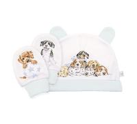 Wrendale Designs Hannah Dale Little Paws Ensemble bonnet et moufles pour nouveau-né, Blanc.