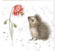 Wrendale Designs Hérisson et abeille sur toile carrée blanche 20 cm